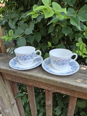 Wedgewood Petra Bone China Cups And Saucers Set Of 2